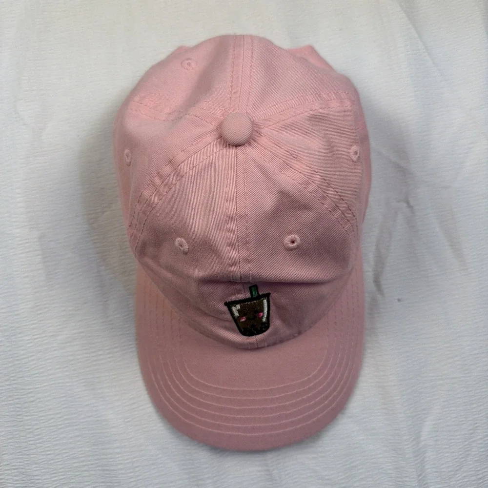 Boba Bubble Tea Slideback Hat Pink‎ One Size Embroidered ChoKoLids